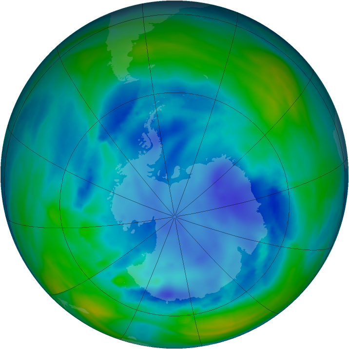 Antarctic ozone map for 12 August 2006